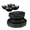 Black Stone Teller & Schalen Set Schwarz I 16 teiliges Set