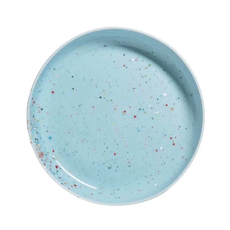 handgemachter blauer keramik teller aus portugal