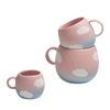 Keramik Tasse rosa blau mit Wolken